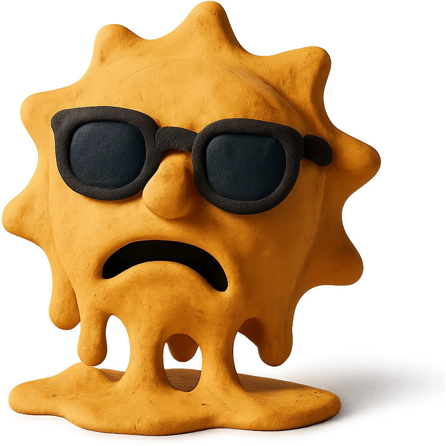 face with sunglasses, melting expression, feeling hot emoji