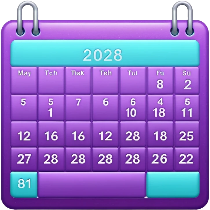 glitter purple and cian calendar emoji