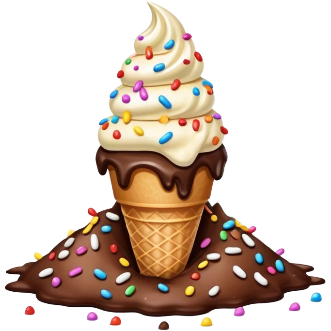 Ice cream cone faced down on top of a pile of dog shit emoji
