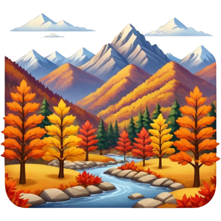 Hiking in the mountains autumn scenery emoji