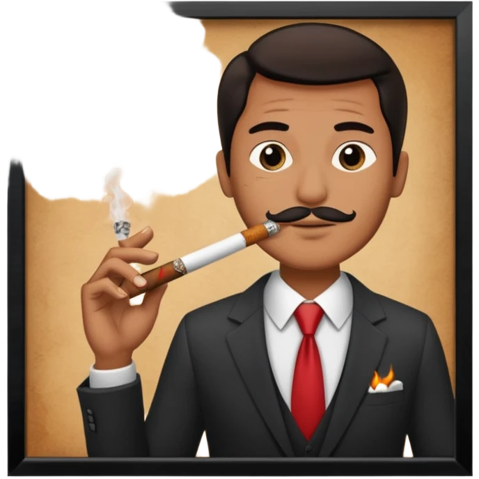 Draw a no smoking sign. Next to it, there is a man in a suit smoking a cigar. emoji