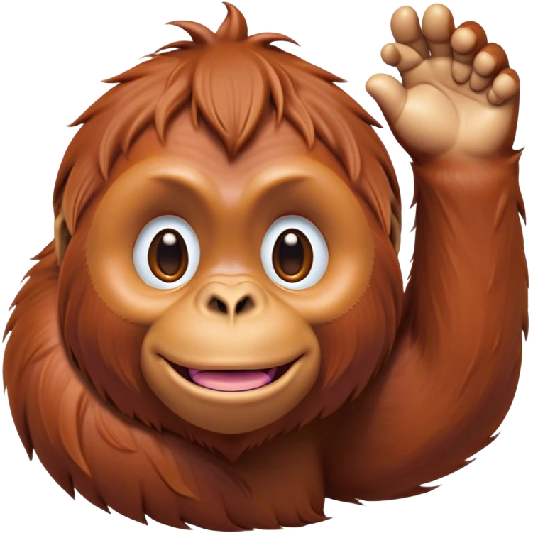 Cinematic Cute Orangutan Portrait Emoji, Head tilted playfully and inquisitively, with a gentle, expressive face accented by soft, flowing fur and round, sparkling eyes brimming with warmth, Simplified yet irresistibly adorable features, highly detailed, glowing with a warm, friendly glow, high shine, affectionate and lively, stylized with a touch of jungle whimsy, bright and endearing, soft glowing outline, capturing the essence of a mischievous yet loving orangutan that seems as if it could swing out of the screen into your arms! emoji