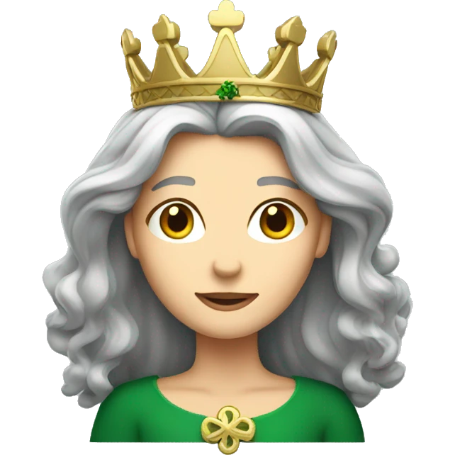 Irish Queen with crown and long gray hair emoji