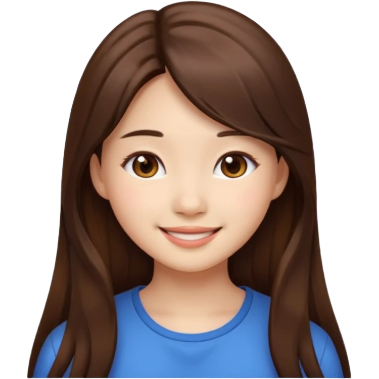 girl aesthetic emoji, asian beautiful long brown hair emoji