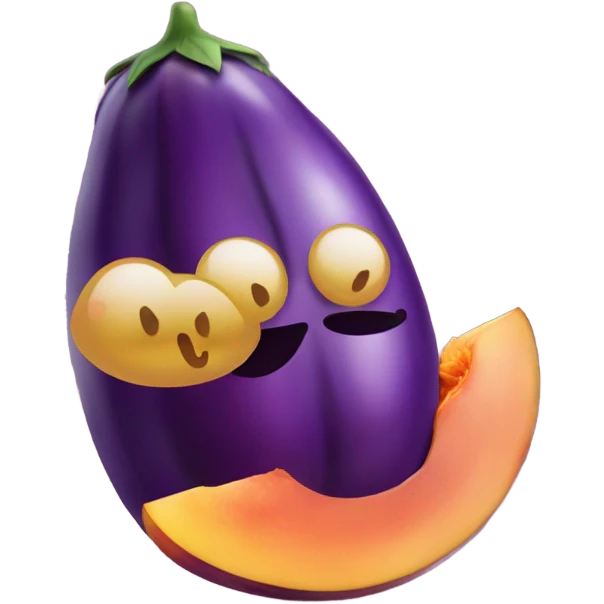 Eggplant with peach emoji
