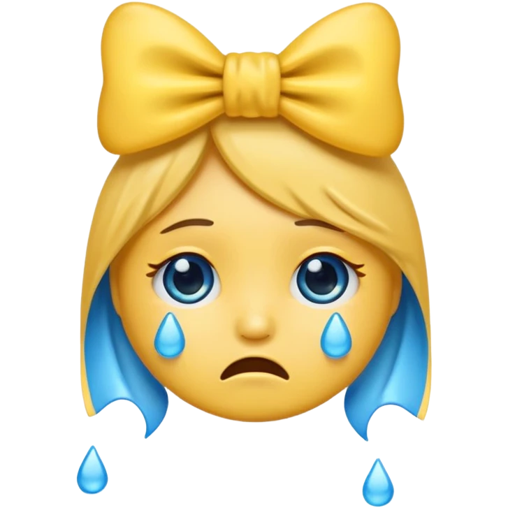 Crying emoji with bow emoji