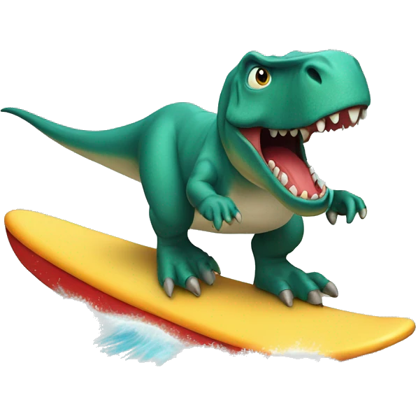 Trex surfing wearing a tootoo emoji