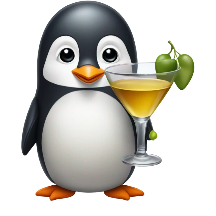Little penguin drinking a martini emoji
