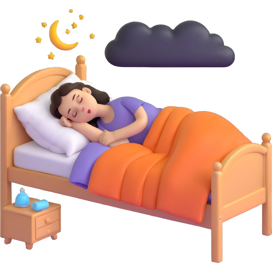 girl sleeping in bed snoring emoji