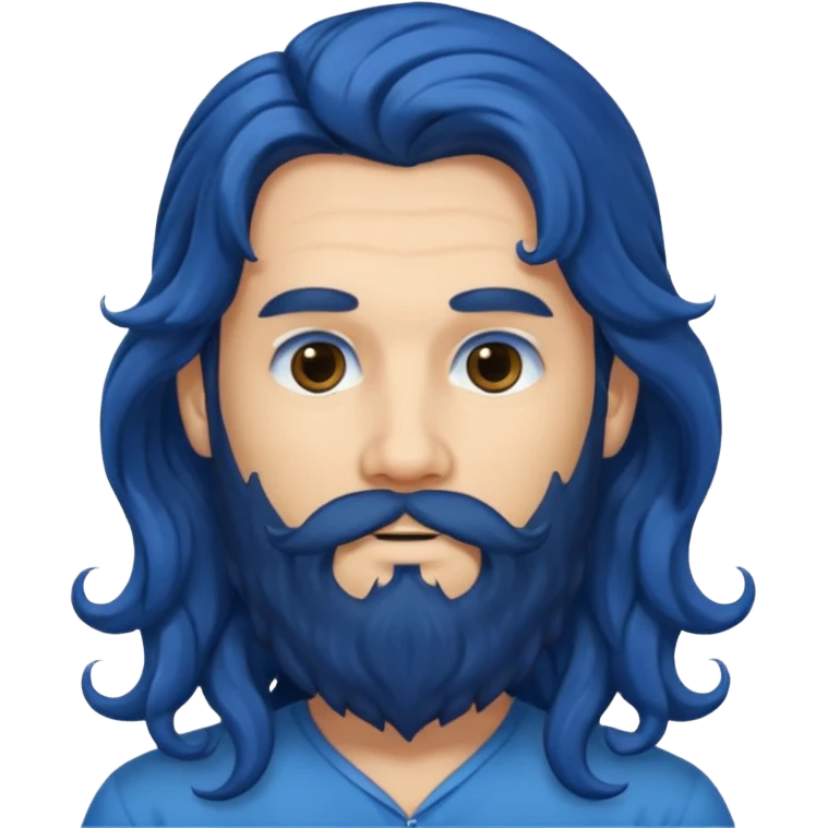 male with long blue wavy hair and black beard emoji
