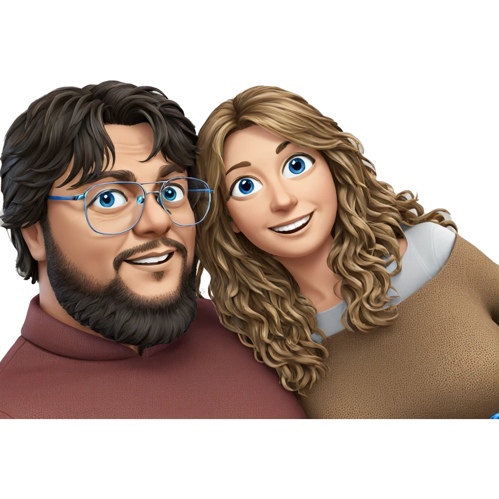smiling couple with blue eyes emoji