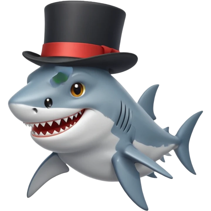 Shark with a top hat emoji
