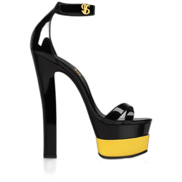 YSL TRIBUTE heel SANDAL black PATENT LEATHER emoji