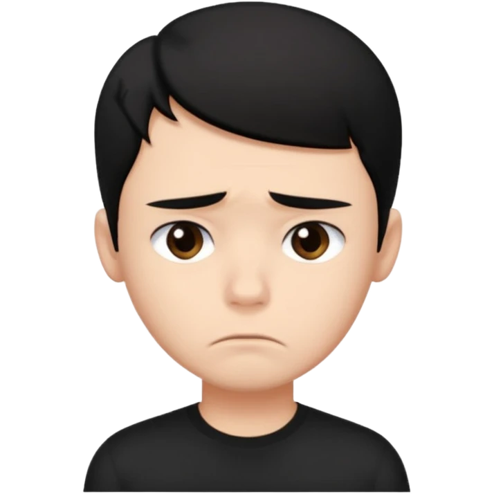 Roblox Avatar whit black shirt and sleek boy har sad emoji