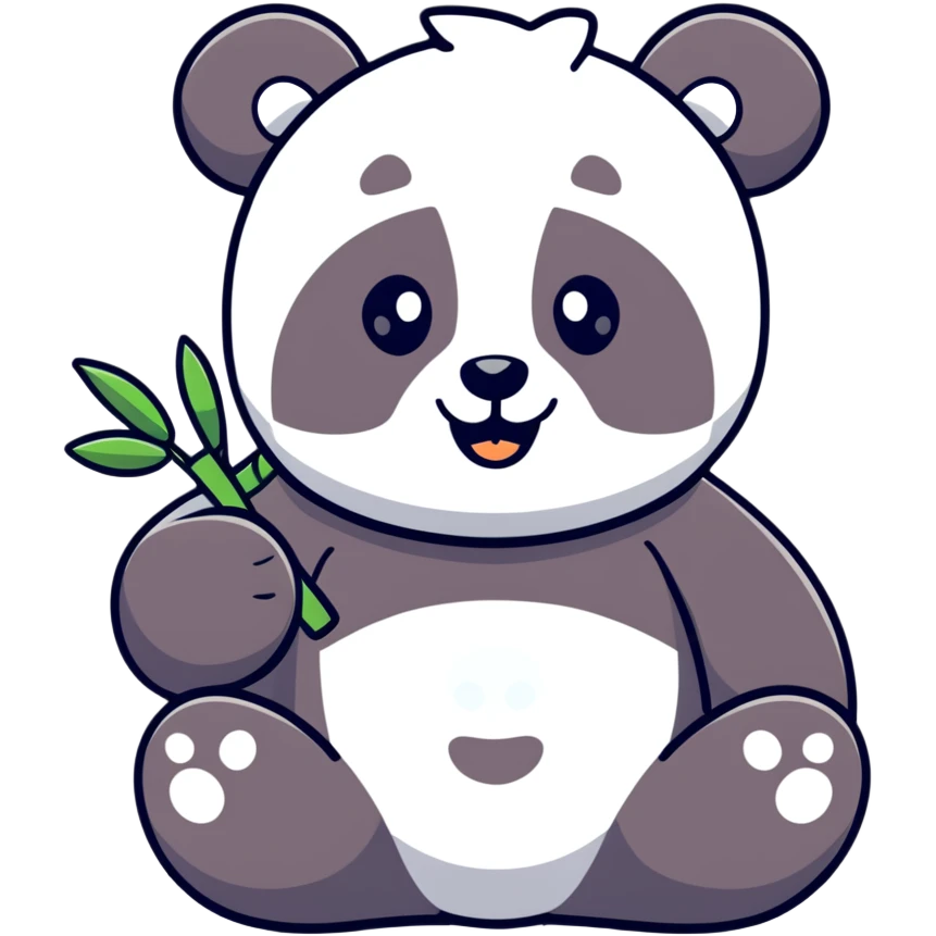 happy panda with bamboo emoji
