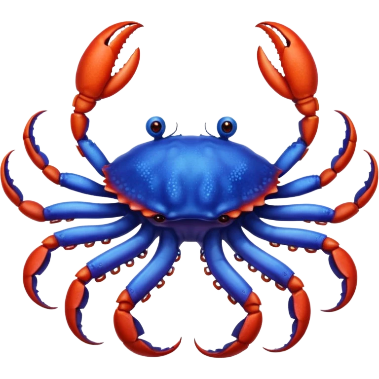 a red crab with two claws and a blue octopus are friends emoji