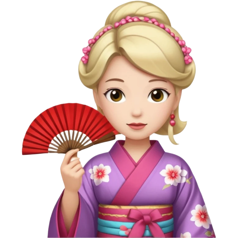 Kimono princess with fan emoji
