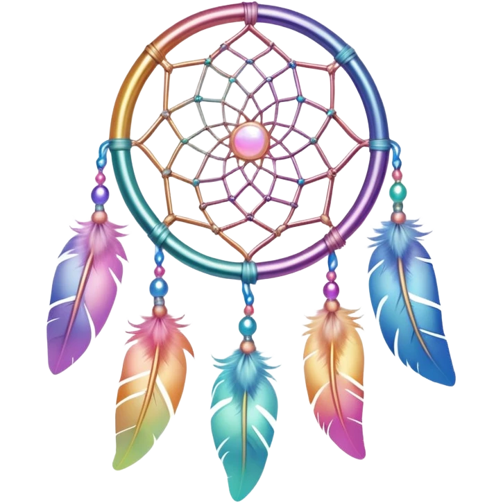 Iridescent pastel rainbow colorful transparent bright light luminescent dream-catcher  emoji
