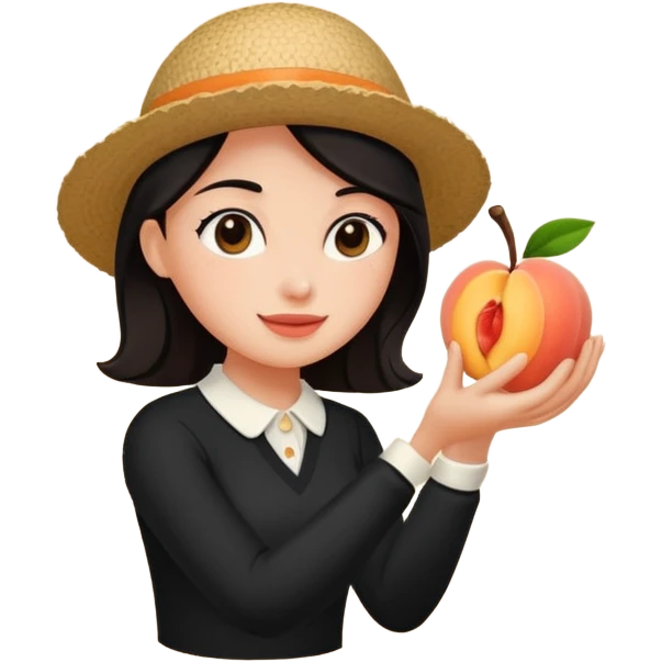 Black and picking a peach with cream emoji