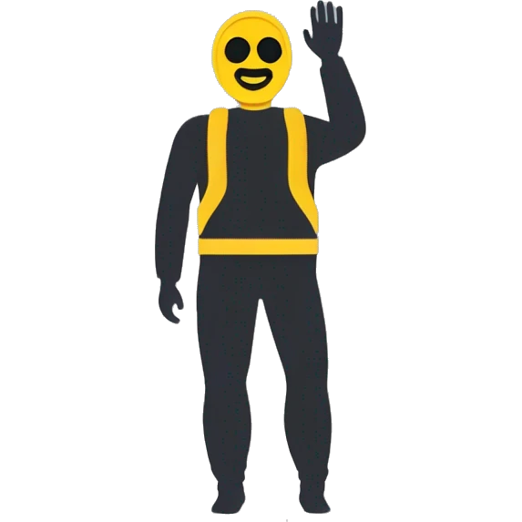 fullbody man hand up in diving mask emoji