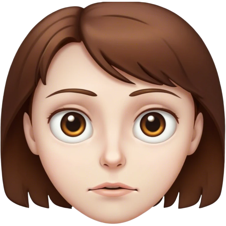 creepy staring face brown hair giant brown eyes emoji