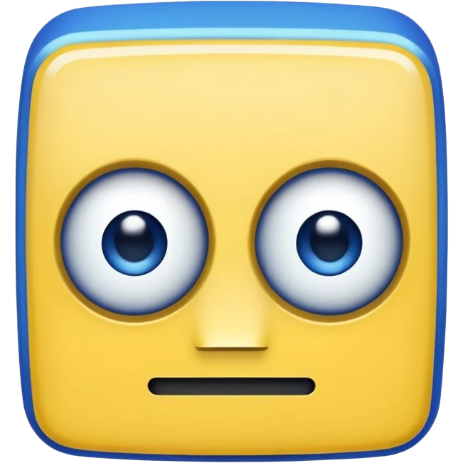 geometery dash square yellow body blue face square mouth and eyes emoji