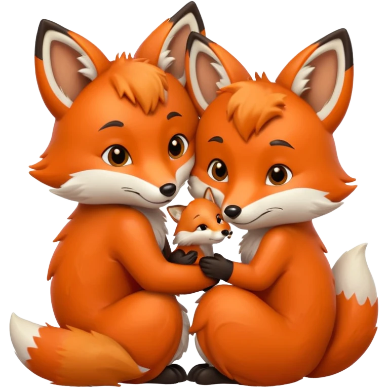 two foxes hugging emoji