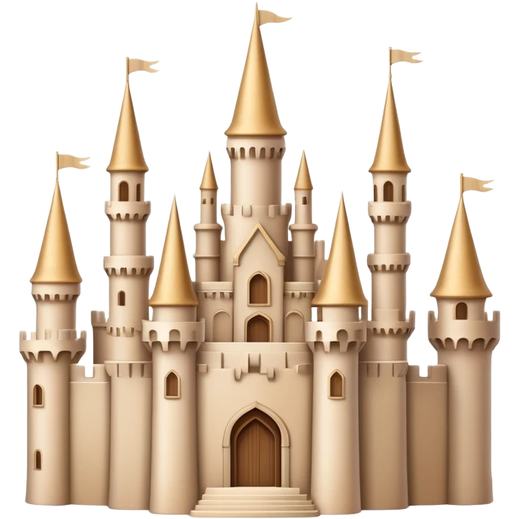 Elegant beige fantasy castle with sand-colored walls and pointed towers emoji