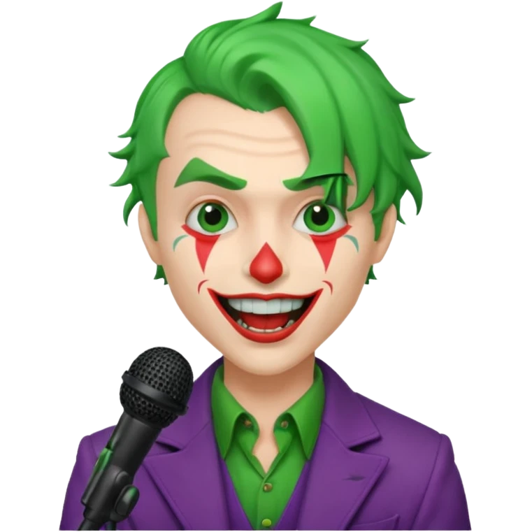 joker with, microphone, singing emoji
