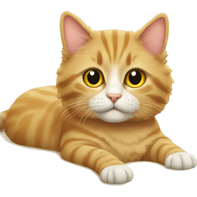 Cat curly on yellow bed  emoji