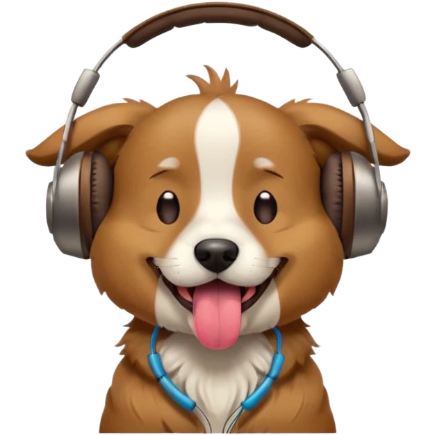 dog with headphones on and eyes closed and tongue out  emoji
