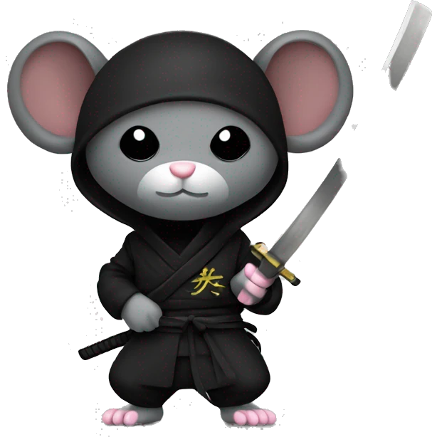 ninja black color rat with katana emoji