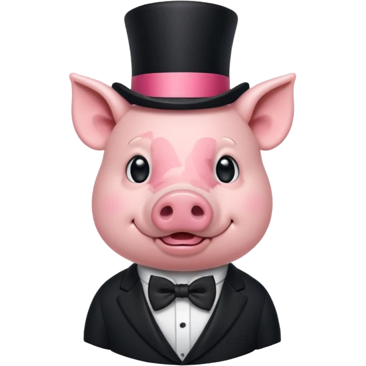 Gentleman Pig – pig with black top hat and bow tie emoji