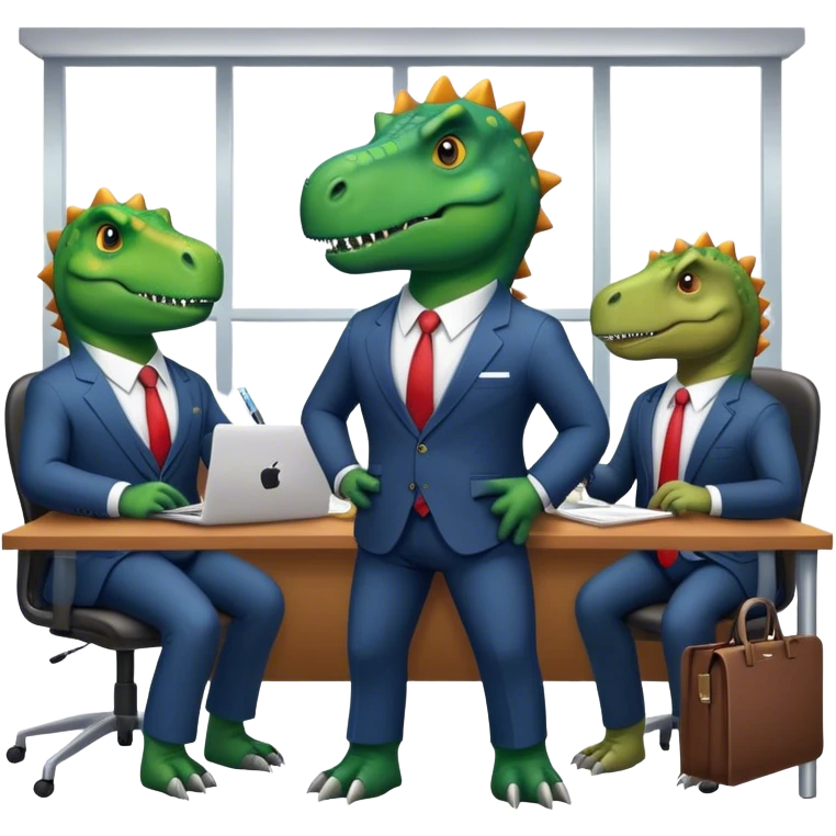 dinosaurs working in an office emoji