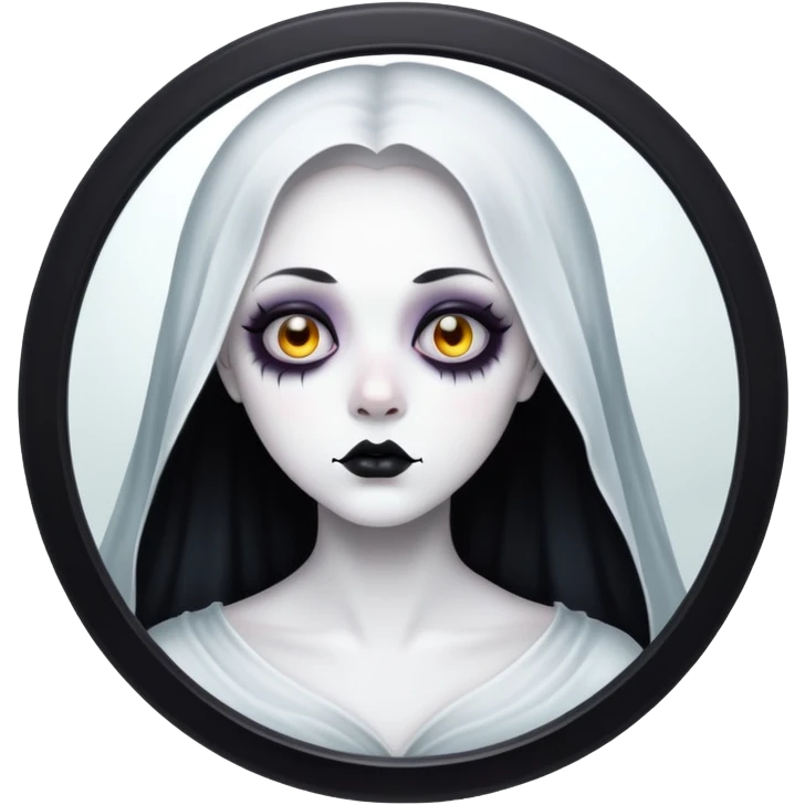 ghost in goth makeup looking in a mirror emoji