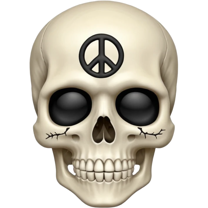 Skeleton head with a peace sign emoji