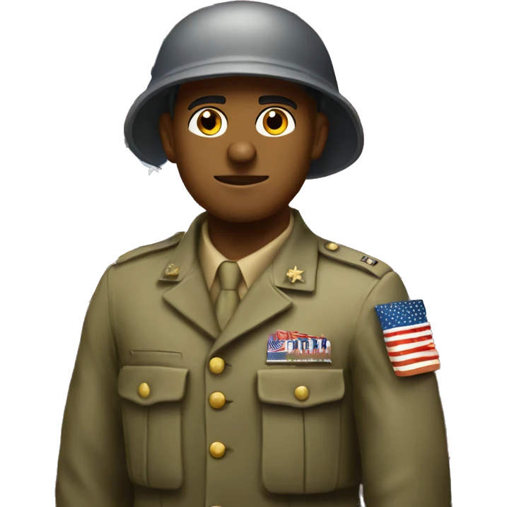 A American soldier standing at the position of parade rest emoji
