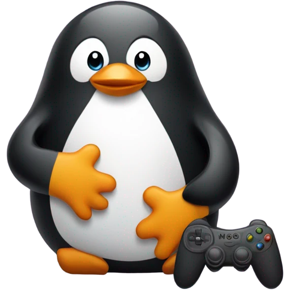 Penguin playing video games emoji
