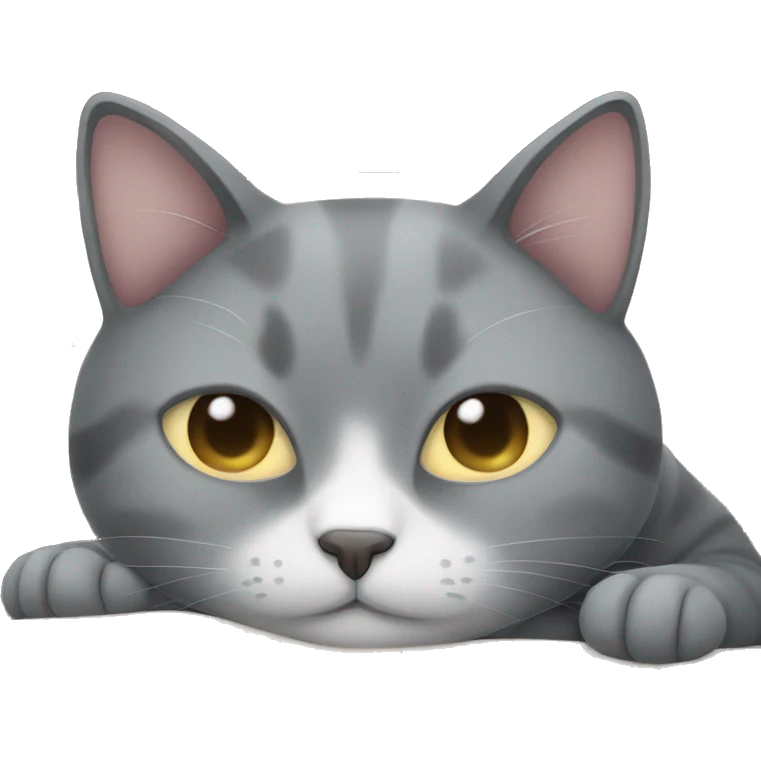 grey cat sleeping on the pillow  emoji