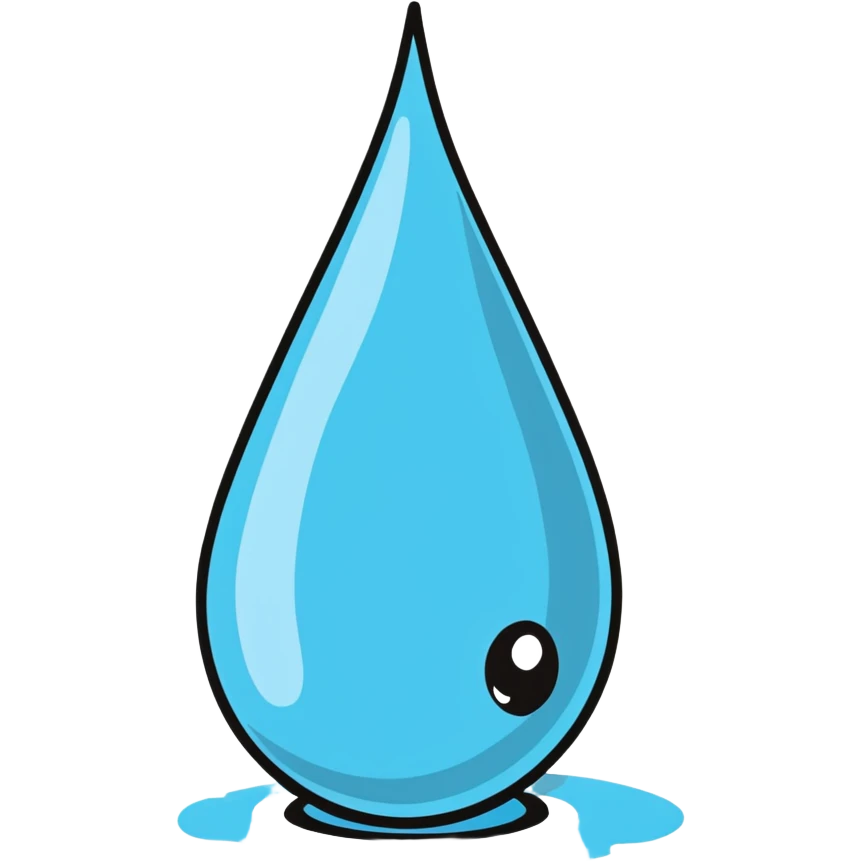 cartoon sticker of a water droplet with tears emoji