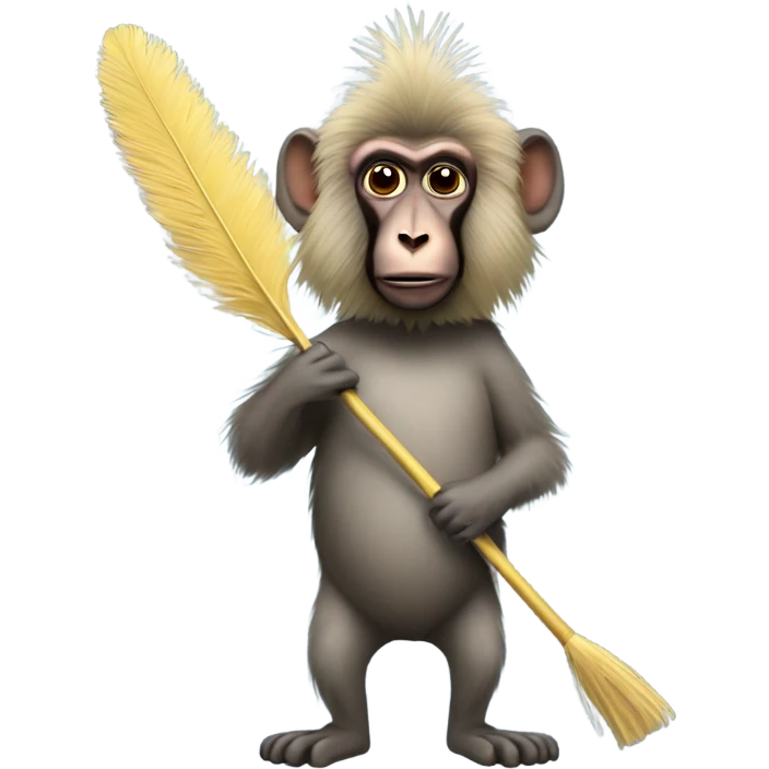 Baboon with feather duster emoji