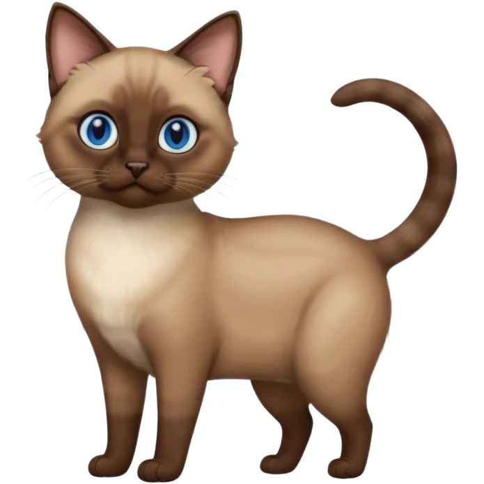 Brown siamese cat, blue eyes, short hair, full height emoji