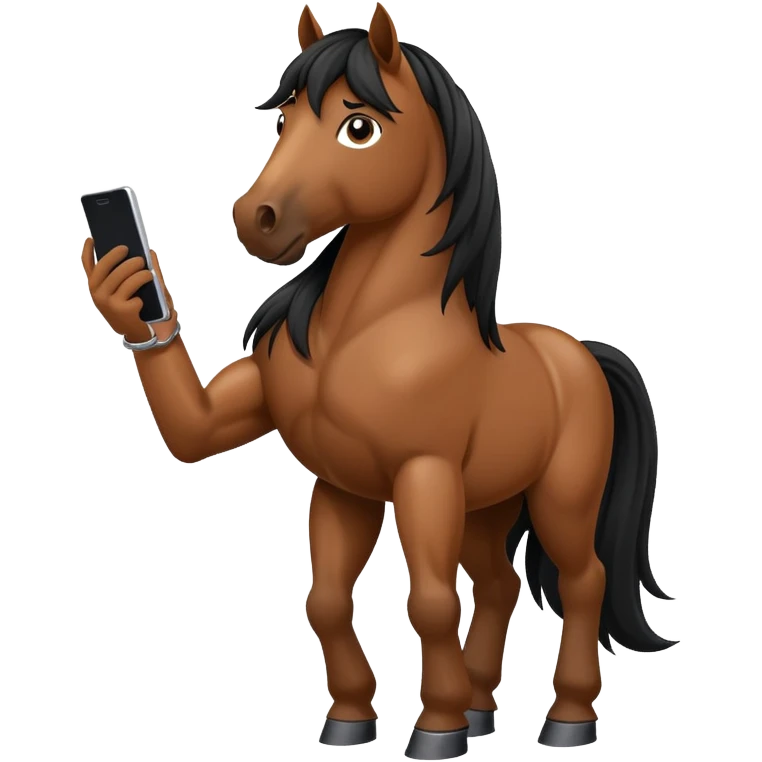 horse typing on cell phone emoji