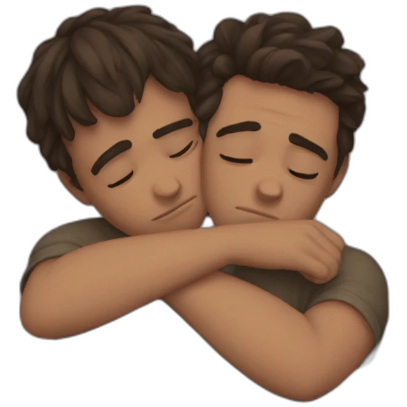 dpressed sad boys huging eachother emoji