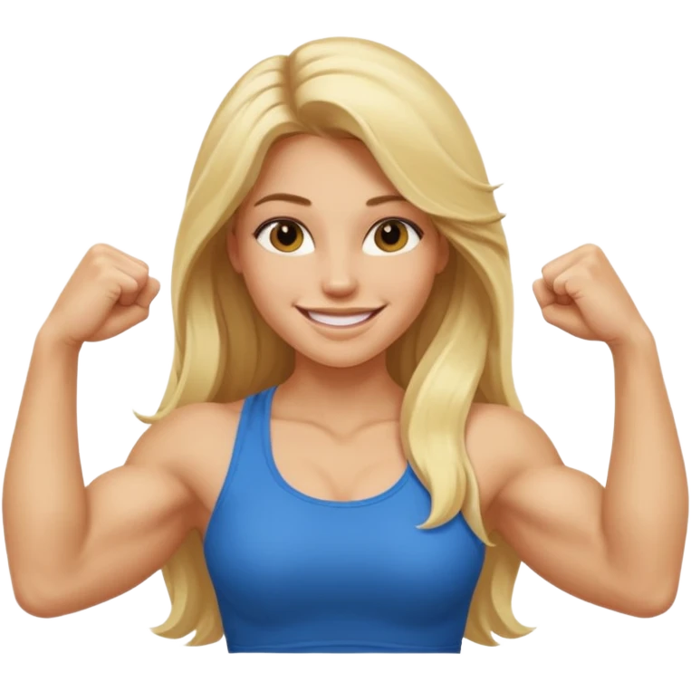 blonde long hair young women show biceps emoji emoji