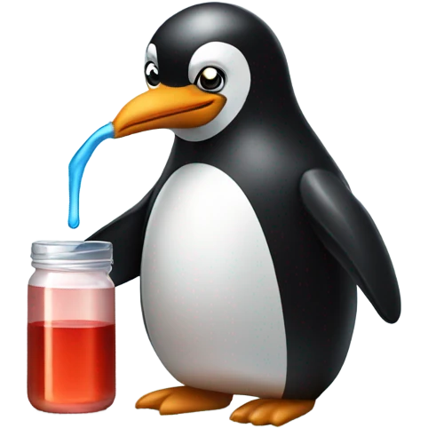 Penguin drinking  cough syrup  emoji