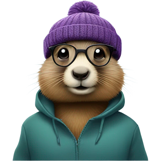 Marmot with hipster glasses and beanie emoji