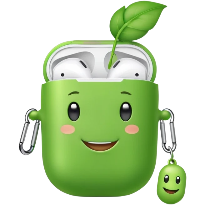 cute green pea wearing airpods emoji