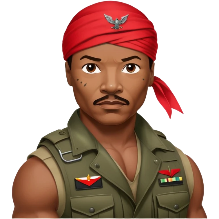 Carl Weathers as Dillon from Predator movie, muscular man in military gear with bandana emoji