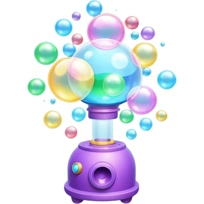 bubble machine object icon, small bubble blower device, bubbles floating out, colorful toy-like design, 3D cartoon, mobile game icon style, centered, clean background, no text, no watermark

 emoji
